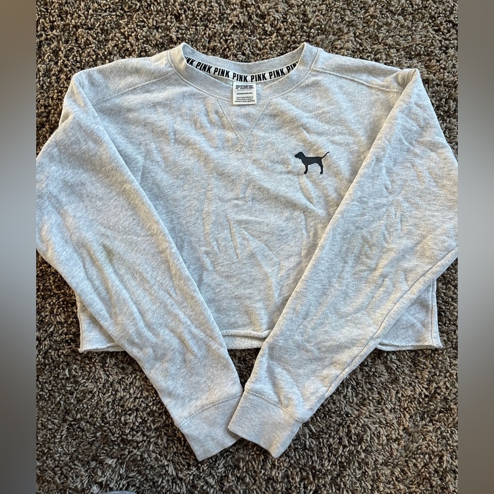 PINK Cropped Long Sleeve Top